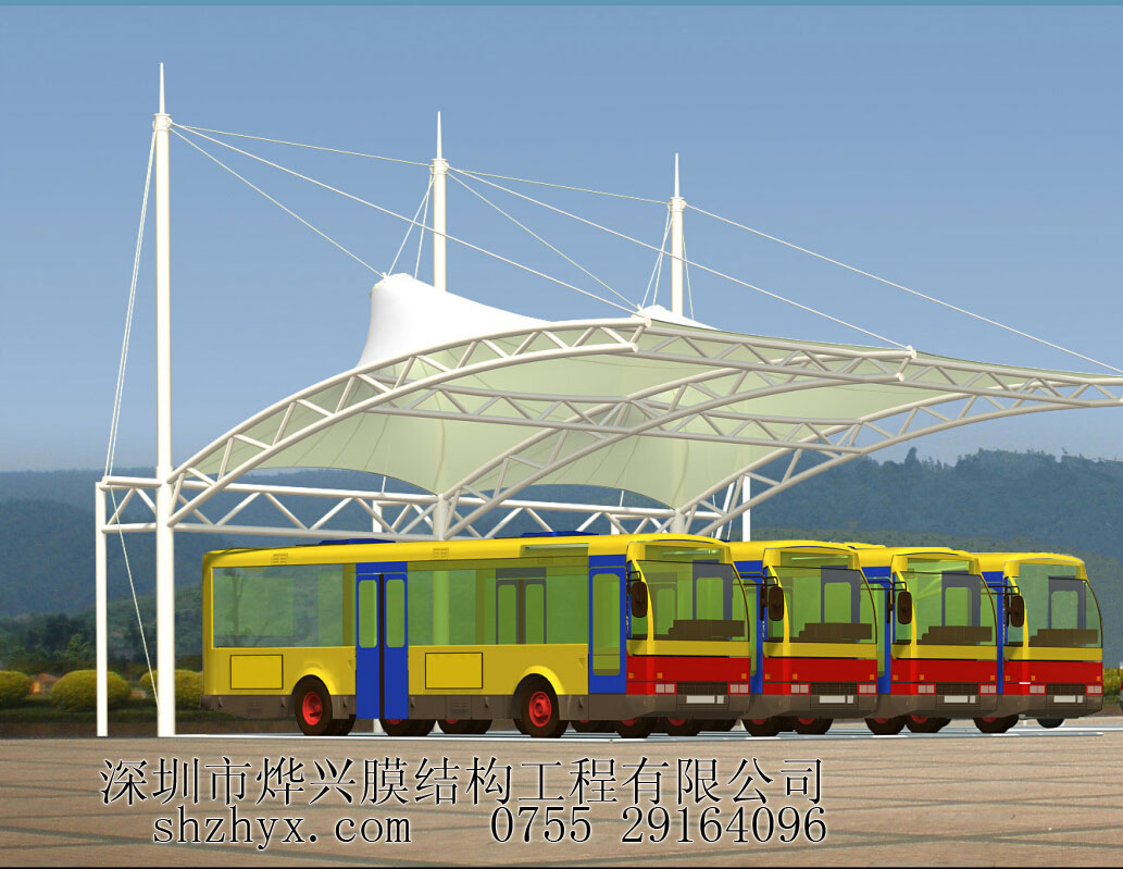 【膜結(jié)構(gòu)工廠促銷】中巴、大巴膜結(jié)構(gòu)車棚