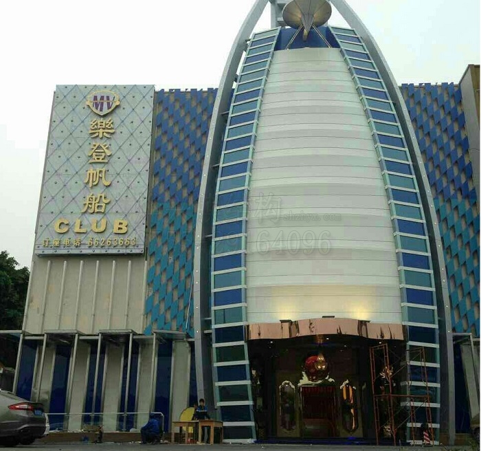 燁興-廣州新塘會所建筑門頭膜結(jié)構(gòu)工程